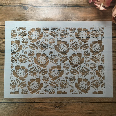 A4 29 cm lieli ziedi tekstūra DIY slāņošanas trafareti sienu gleznojumi albums Krāsošana reljefs albums dekoratīvā veidne
