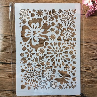 A4 29 cm lieli ziedi tekstūra DIY slāņošanas trafareti sienu gleznojumi albums Krāsošana reljefs albums dekoratīvā veidne