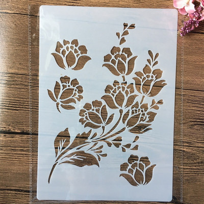 A4 29 cm lieli ziedi tekstūra DIY slāņošanas trafareti sienu gleznojumi albums Krāsošana reljefs albums dekoratīvā veidne