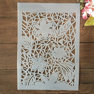 A4 29 cm lieli ziedi tekstūra DIY slāņošanas trafareti sienu gleznojumi albums Krāsošana reljefs albums dekoratīvā veidne
