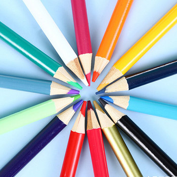 [24 бр./компл.] Дървени цветни моливи за детски рисунки, комплект художествени цветни моливи за начални ученици Училищни офис консумативи