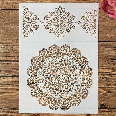 4tk/komplekt A4 29cm peegel-lühter Mandala DIY kihistusšabloonid maalimine väljalõigete album värvimine reljeefne album Dekoratiivne mall