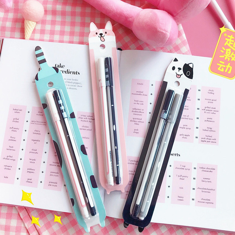2 buc/lot drăguț Kawaii carte de hârtie cu pestrii pix gel stilou 0,38 mm stilou cu cerneală cadou promoțional Papetarie Rechizite școlare și de birou