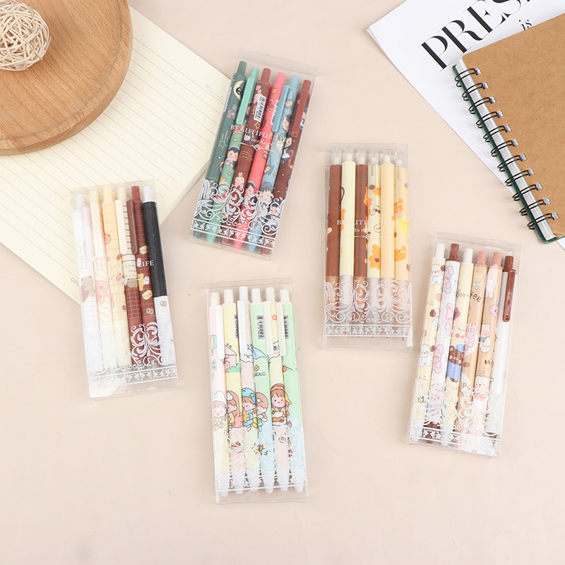 6 kom/lot Kawaii gel olovka set slatkih kemijskih olovaka 0,5 mm crna tinta Crtić školarci pribor za pisanje dječji dar