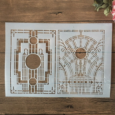 A4 29cm zid od opeke prozor DIY šablone za slojeve zidne slike spomenar bojanje album za utiskivanje ukrasni predložak