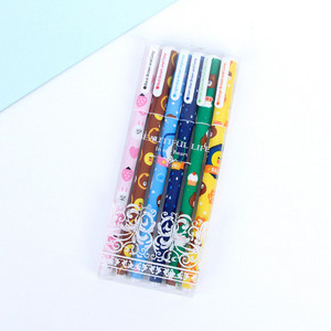 6Pcs/Set Gel olovka u boji 0,38 MM Kawaii pribor Cvjetne kanete Crne vodene olovke Darovi Uredski materijal Školski pribor