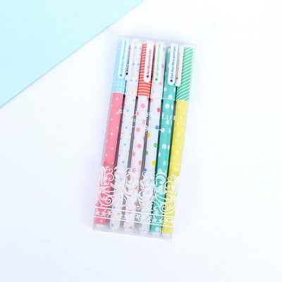 6Pcs/Set Gel olovka u boji 0,38 MM Kawaii pribor Cvjetne kanete Crne vodene olovke Darovi Uredski materijal Školski pribor