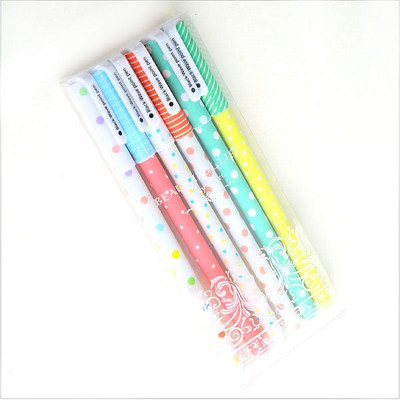6Pcs/Set Gel olovka u boji 0,38 MM Kawaii pribor Cvjetne kanete Crne vodene olovke Darovi Uredski materijal Školski pribor