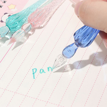 Χειροποίητο γυάλινο στυλό εμβαπτίσματος ψηλό βοριοπυριτικό γυαλί Κομψό κρυστάλλινο γυαλί στυλό για γραφή Σχέδιο υπογραφές καλλιγραφική διακόσμηση