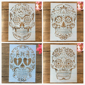 4Pcs/Lot A4 29*21cm Mandala Skull Collection DIY Slojevite šablone Slikanje Spomenar Bojanje Reljefni album Dekoracijski predložak
