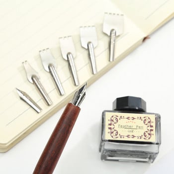 Естествена ретро махагонова химикалка с потапяне в мастило Консумативи за канцеларски материали Химикалка