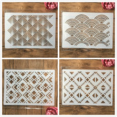 4 kom A4 29 cm valovita geometrija tekstura DIY šablone za nanošenje slojeva Zidne slike Album za utiskivanje Ukrasni predložak