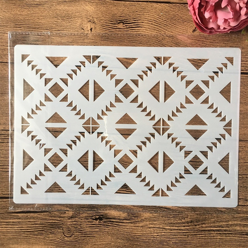 4 kom A4 29 cm valovita geometrija tekstura DIY šablone za nanošenje slojeva Zidne slike Album za utiskivanje Ukrasni predložak