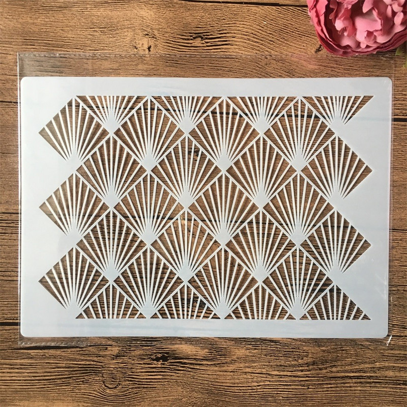 4 kom A4 29 cm valovita geometrija tekstura DIY šablone za nanošenje slojeva Zidne slike Album za utiskivanje Ukrasni predložak