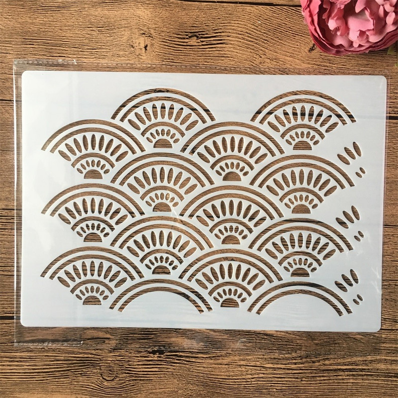 4 kom A4 29 cm valovita geometrija tekstura DIY šablone za nanošenje slojeva Zidne slike Album za utiskivanje Ukrasni predložak