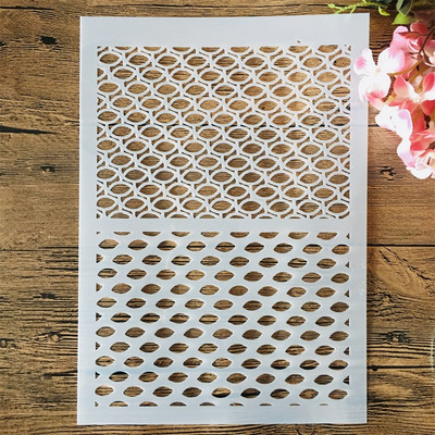 4 ks A4 29cm polovičný rámček s geometrickými vzormi, vrstvené šablóny na maľovanie na stenu, scrapbooking, vyfarbovanie, embosovanie, album, dekoratívna šablóna