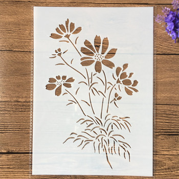 4 τεμ/Σετ Α4 29cm Χρυσάνθεμο Flower Tree DIY Layering Stencils Ζωγραφική Λεύκωμα χρωματισμού Ανάγλυφο διακοσμητικό πρότυπο άλμπουμ