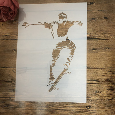 4 ks A4 29cm Šport Futbal Ľadový hokej DIY Vrstvené šablóny Nástenné maľby Scrapbook Vyfarbovanie Razba Dekorácia albumu Šablóna