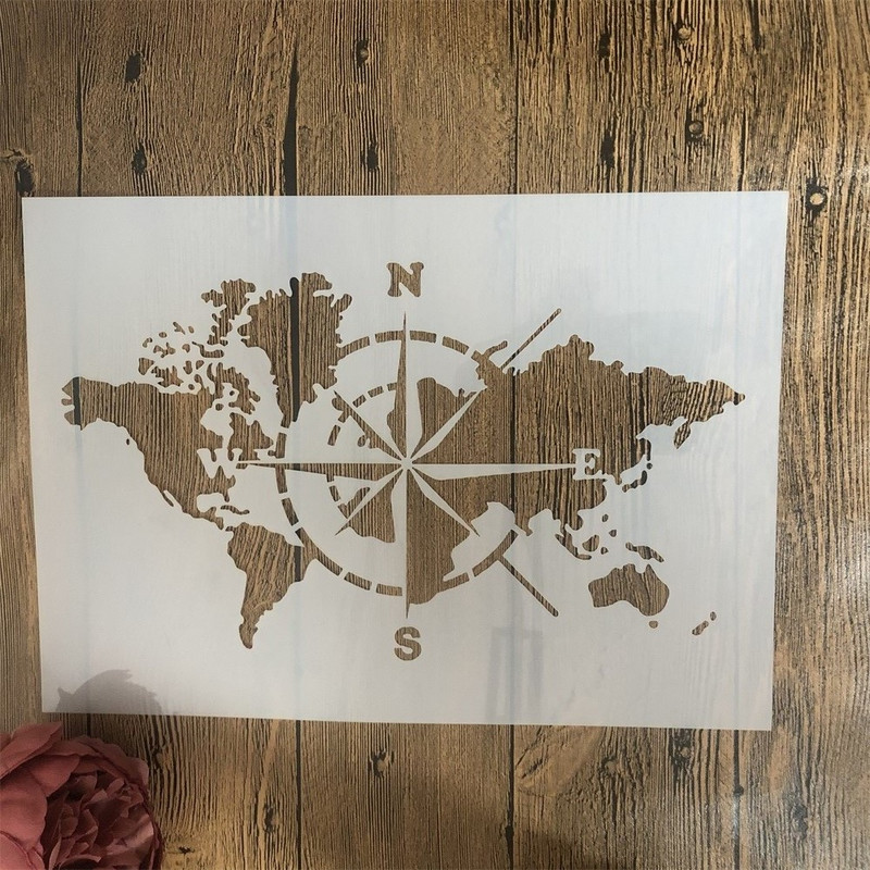 4 tk A4 29 cm maakera maailmakaart Aafrika isetegemise kihistusšabloonid seinamaaling väljalõigete album värvimine reljeefne album Dekoratiivne mall