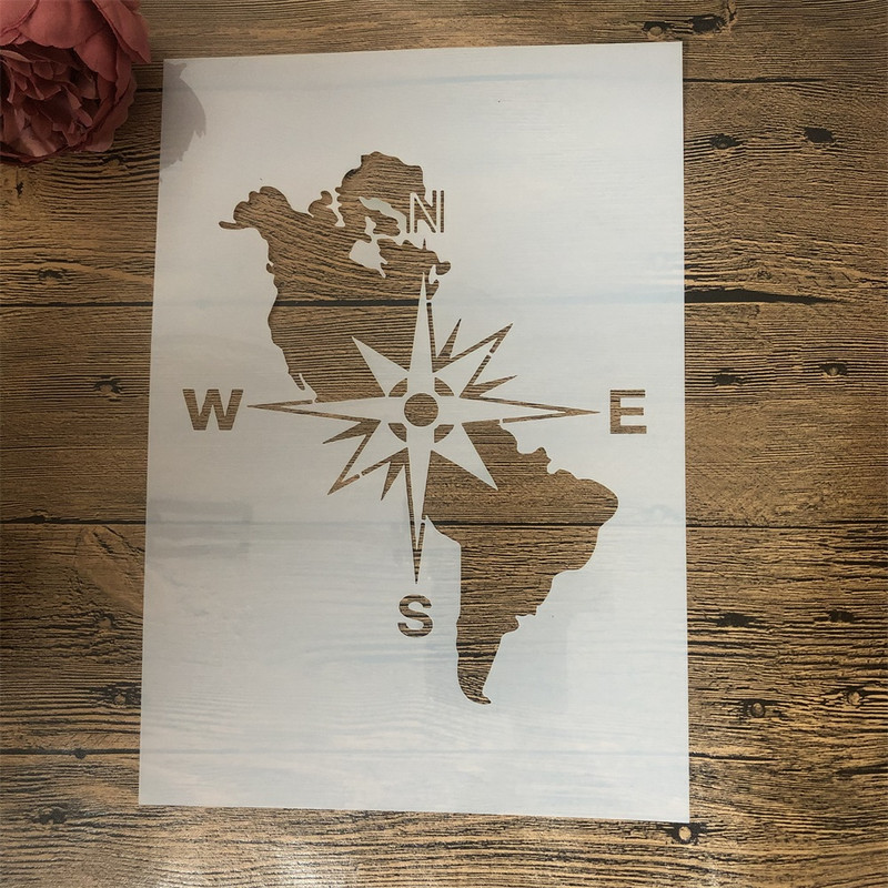 4 tk A4 29 cm maakera maailmakaart Aafrika isetegemise kihistusšabloonid seinamaaling väljalõigete album värvimine reljeefne album Dekoratiivne mall