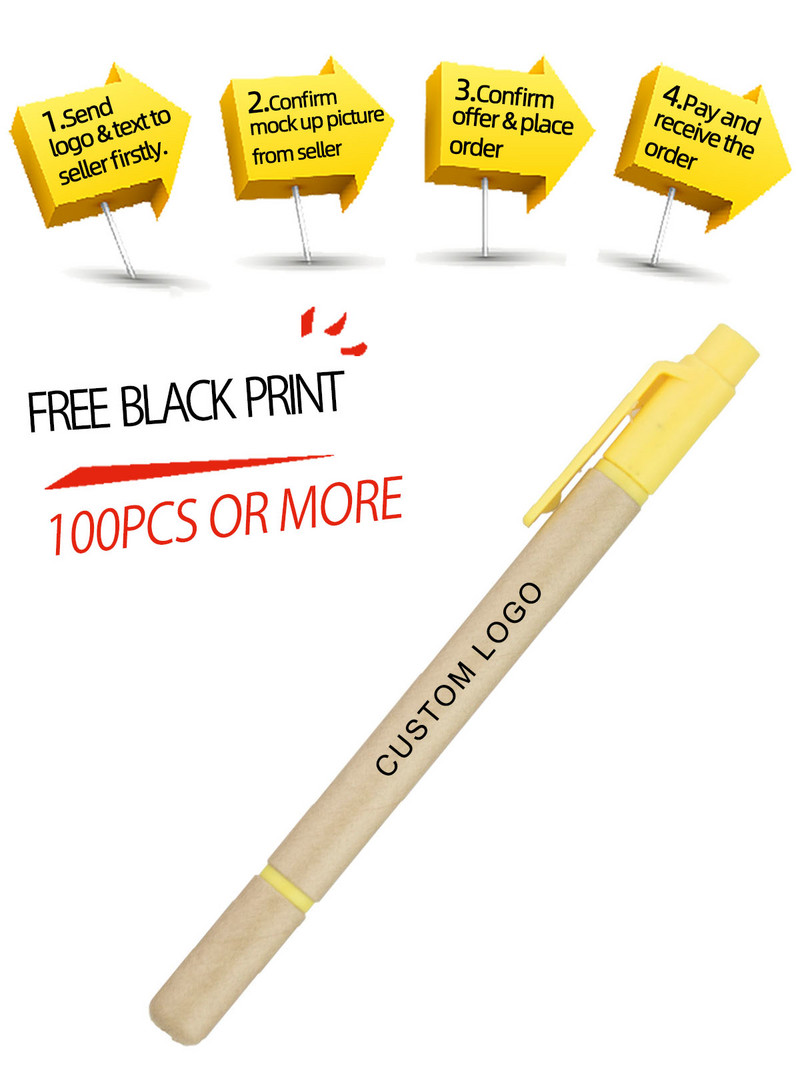 ECO Kemijska olovka Highlighter Prilagođena olovka Papirna kemijska olovka Fluorescentna promotivna personalizirana poklon olovka Prilagodite sajam Podijela