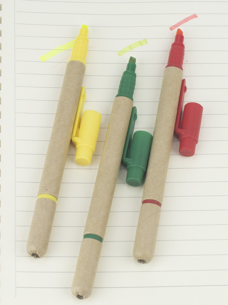 ECO Kemijska olovka Highlighter Prilagođena olovka Papirna kemijska olovka Fluorescentna promotivna personalizirana poklon olovka Prilagodite sajam Podijela