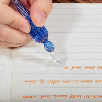 1 бр. Винтидж ръчно изработена стъклена писалка Кристална калиграфска писалка за писане на авторски химикалки