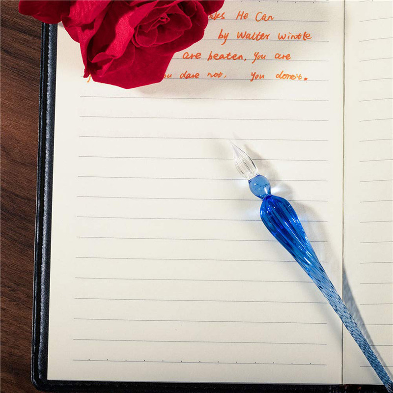 1 tk Vintage käsitsi valmistatud klaasist pliiats, kristallkalligraafia kastmispliiats signatuuriga täitesulepeade kirjutamiseks