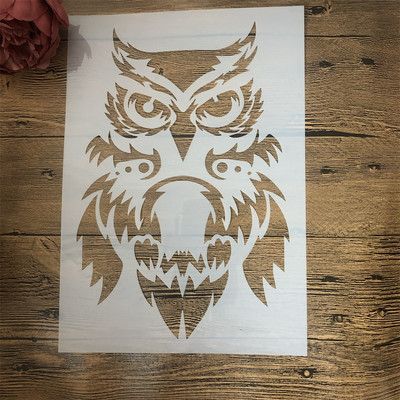 4 buc. A4 29 cm Mandala Lup Papagal Bufniță Șabloane pentru stratificare DIY Pictură de perete Album de însemnări de colorat Șablon decorativ de album în relief