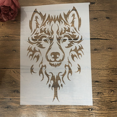 4 buc. A4 29 cm Mandala Lup Papagal Bufniță Șabloane pentru stratificare DIY Pictură de perete Album de însemnări de colorat Șablon decorativ de album în relief