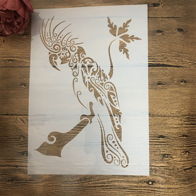 4vnt A4 29cm Mandala Vilkas Papūga Pelėda „Pasidaryk pats“ Sluoksniavimo trafaretai Sienų tapybai Iškarpų albumo spalvinimas Reljefinis albumas Dekoratyvinis šablonas