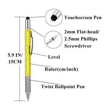 Πολυλειτουργικό στυλό gel φορητό εργαλείο Μέτρο τεχνικός χάρακας Κατσαβίδι Οθόνη αφής Stylus Επίπεδο πνεύματος