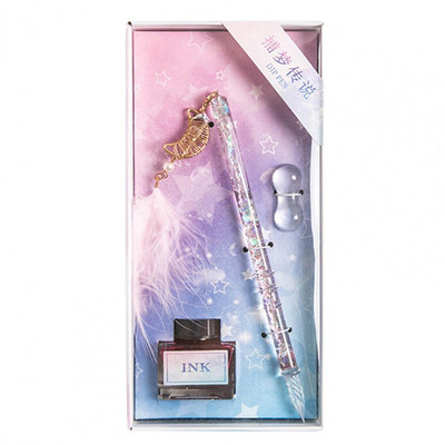1Set Signature Pen Dream Catcher Pen End Handmade Glass Crystal Dip Pen with Ink 유리펜 стеклянное перо caneta de vidro 딥펜