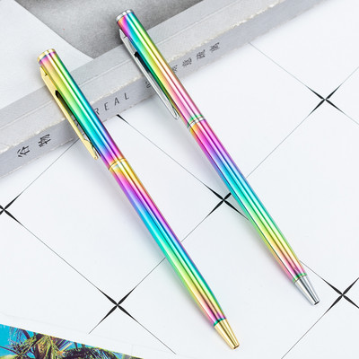 Ellen Brook 1 PCS Creative Многоцветна химикалка Business Metal Office Rotate Pens Училищни канцеларски материали Офис консумативи