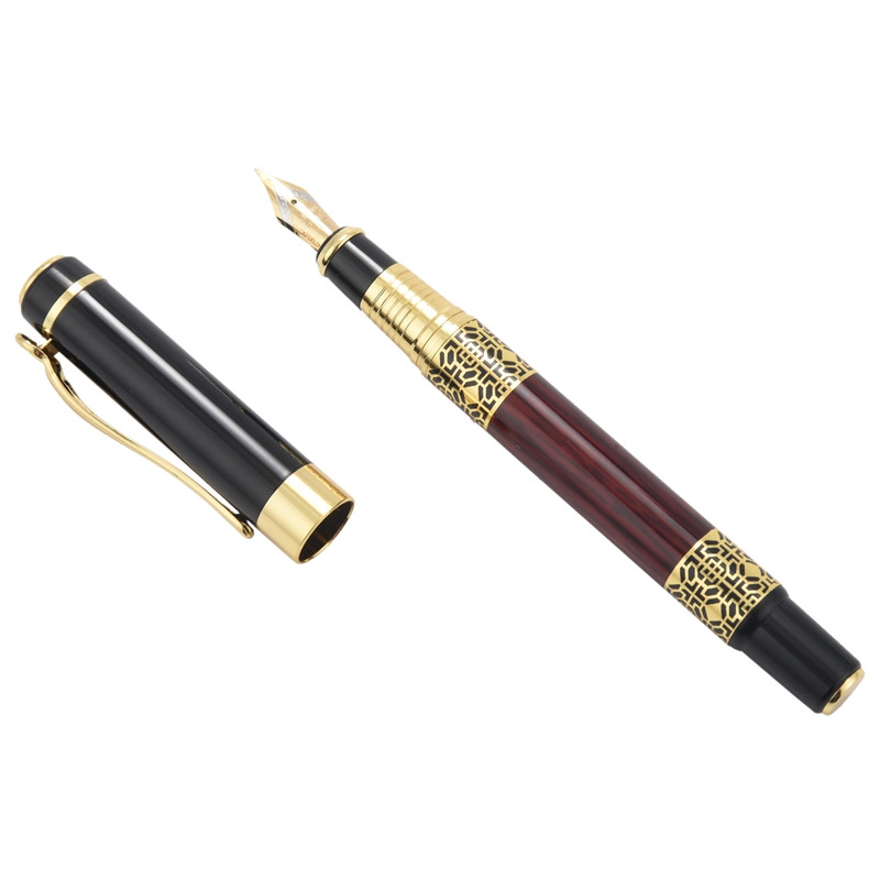 Klasikinis kinų rašiklis Auksinio metalo medinis rašiklis, skirtas biuro verslo parašui, mokyklos studento dovanai