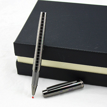 луксозна ролкова химикалка Метална решетка Гел химикалка Канцеларски материали Училищни офис консумативи Писане Химикалка и кожена чанта за молив