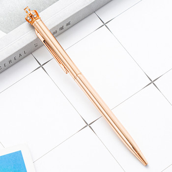 1 τεμάχια Lytwtw\'s Beautiful Crystal Shiny Metal Crown Ballpoint Pen Interesting Ball School Gratary School School Supplies