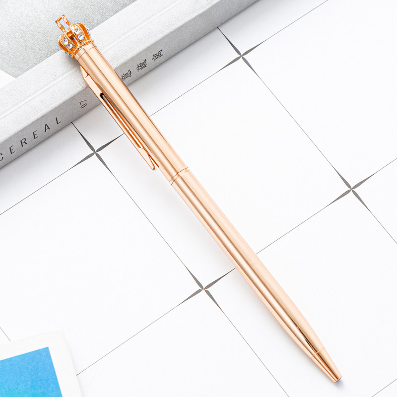 1 komad Lytwtw's Beautiful Crystal Shiny Metal Crown Kemijska olovka Zanimljiva lopta Školski pribor Školski uredski pribor