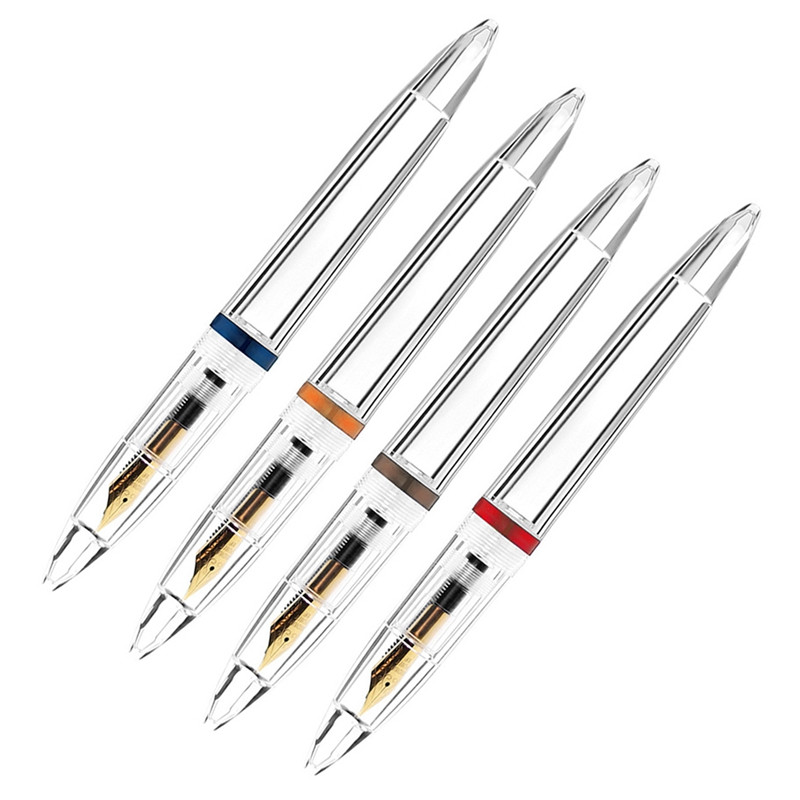 2 tk 0,5 mm otsaga täitesulepea koos tilgutiga suure mahutavusega läbipaistvad pliiatsid Kontoritarbed Hall ja punane