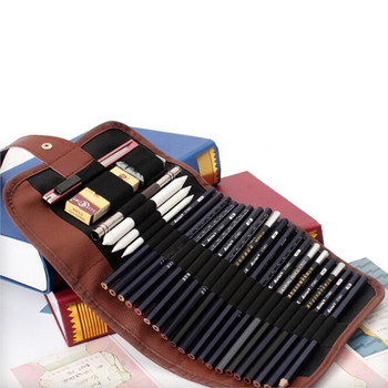 24Pcs Set Sketch Pencils case Charcoal Extender Pencil shade Cutter Drawing Bag