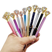 1 db / tétel nagy kristály, gyémántfejű golyóstoll diák írószer Irodai ajándékok Fém toll Regisztrált szállítás