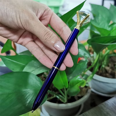 1 db / tétel nagy kristály, gyémántfejű golyóstoll diák írószer Irodai ajándékok Fém toll Regisztrált szállítás