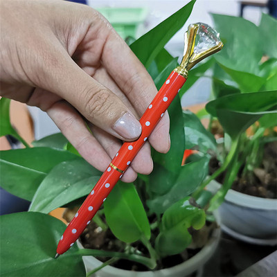 1 db / tétel nagy kristály, gyémántfejű golyóstoll diák írószer Irodai ajándékok Fém toll Regisztrált szállítás