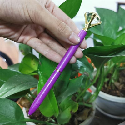 1 db / tétel nagy kristály, gyémántfejű golyóstoll diák írószer Irodai ajándékok Fém toll Regisztrált szállítás