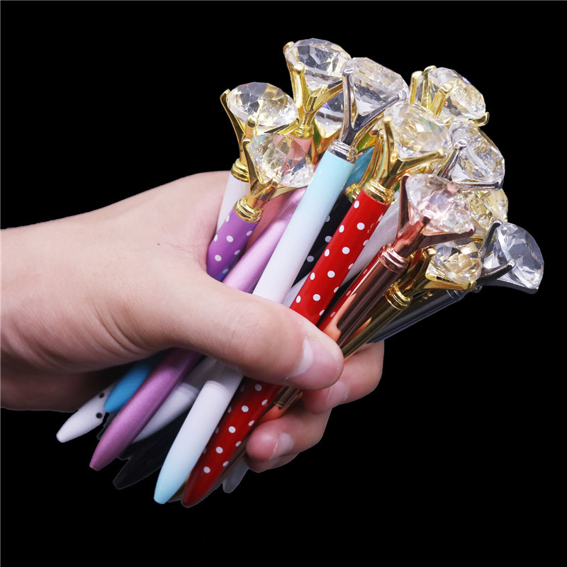 1 db / tétel nagy kristály, gyémántfejű golyóstoll diák írószer Irodai ajándékok Fém toll Regisztrált szállítás