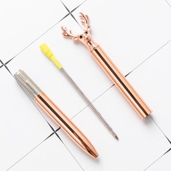 1 PCS Lytwtw\'s Creative Multicolor Elk Deer head Ballpoint Pen Business Metal Office Rotate Pens Училищни канцеларски материали Офис консумативи