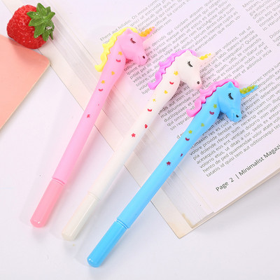 3 tk Cartoon Star Spot Unicorn 0,5 mm Black Signature Pen Student Writing Geel Pen Cartoon Printing Office kirjatarbed