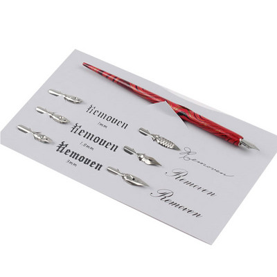 Комплект държач за перо за калиграфия Dip Pen с 6 писца за практикуване на различни шрифтове