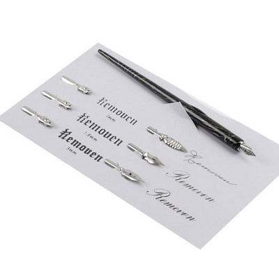 Комплект държач за перо за калиграфия Dip Pen с 6 писца за практикуване на различни шрифтове