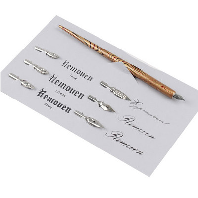 Комплект държач за перо за калиграфия Dip Pen с 6 писца за практикуване на различни шрифтове